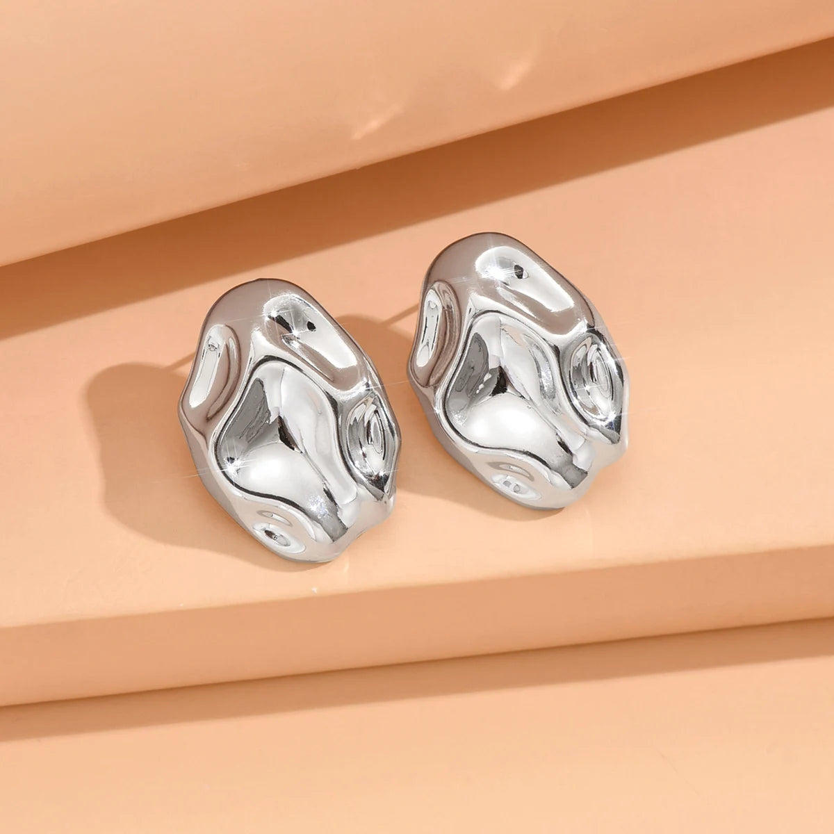 Gold Geometric Flower Stud Earrings for Women