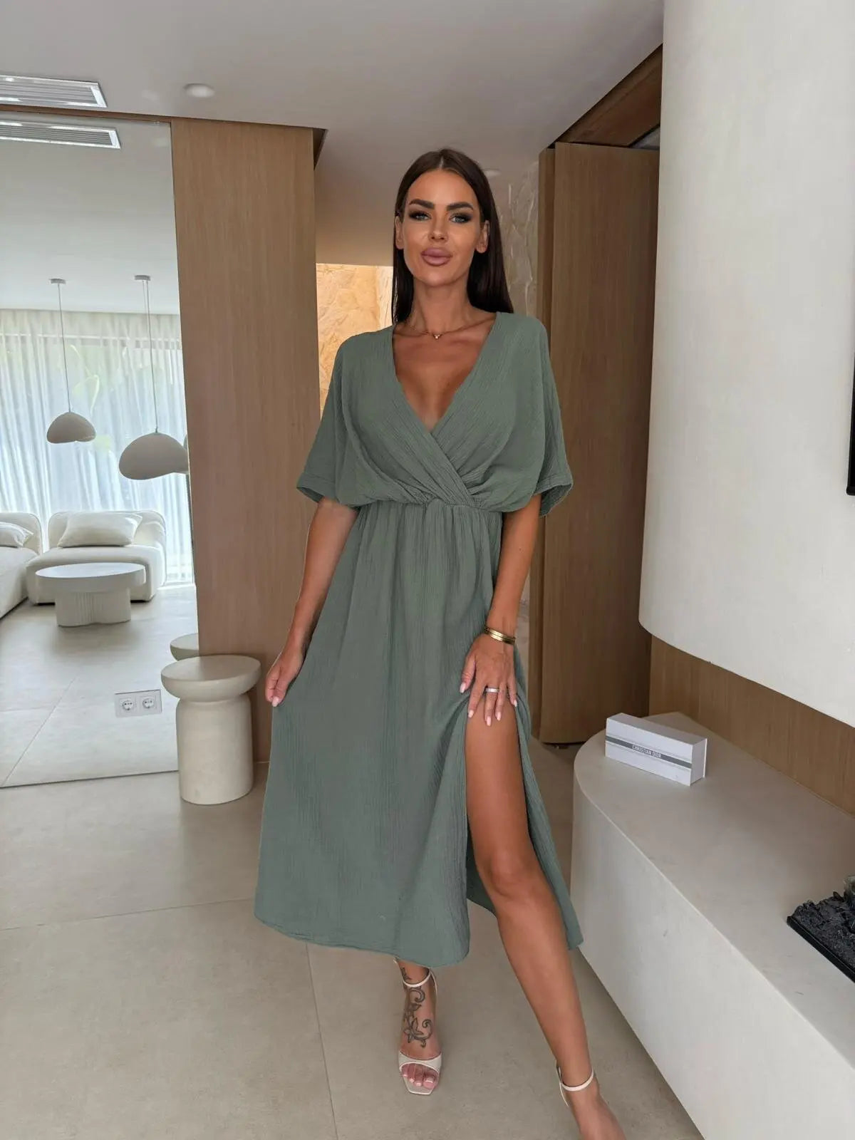Chic Side Slit Summer Midi Dress