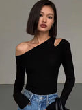 Chic Skew Collar Long Sleeve Tee