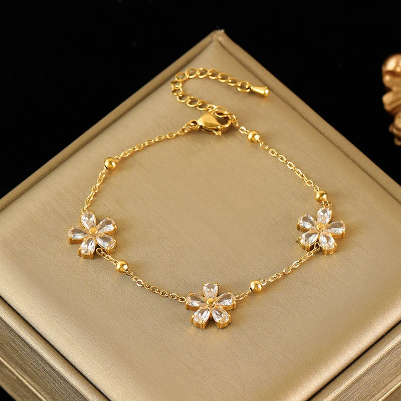 Floral Stainless Steel Jewelry Set
