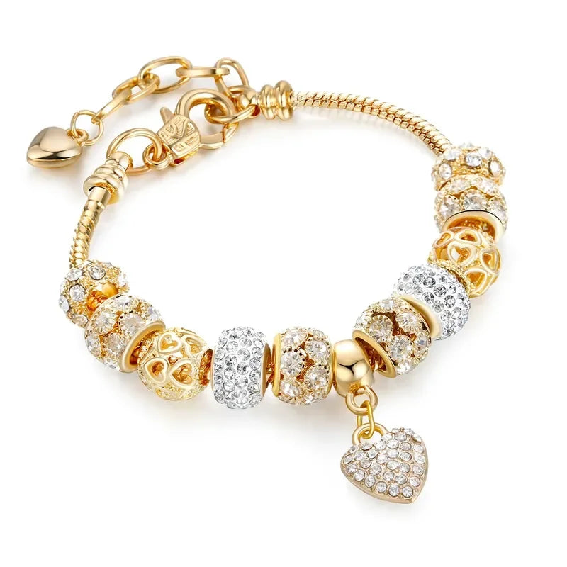 Romantic Heart Beaded Chain Bracelet