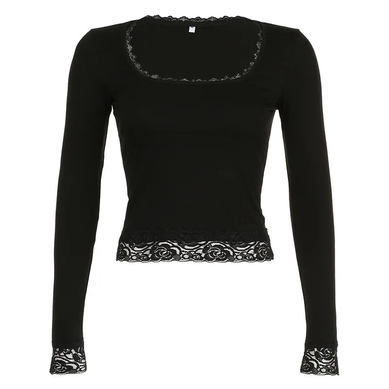 Retro 2000s Graphic Lace Top