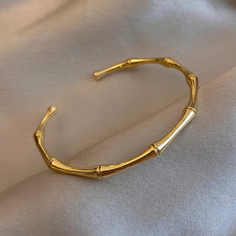 Gold Titanium Steel Geometric Bangle