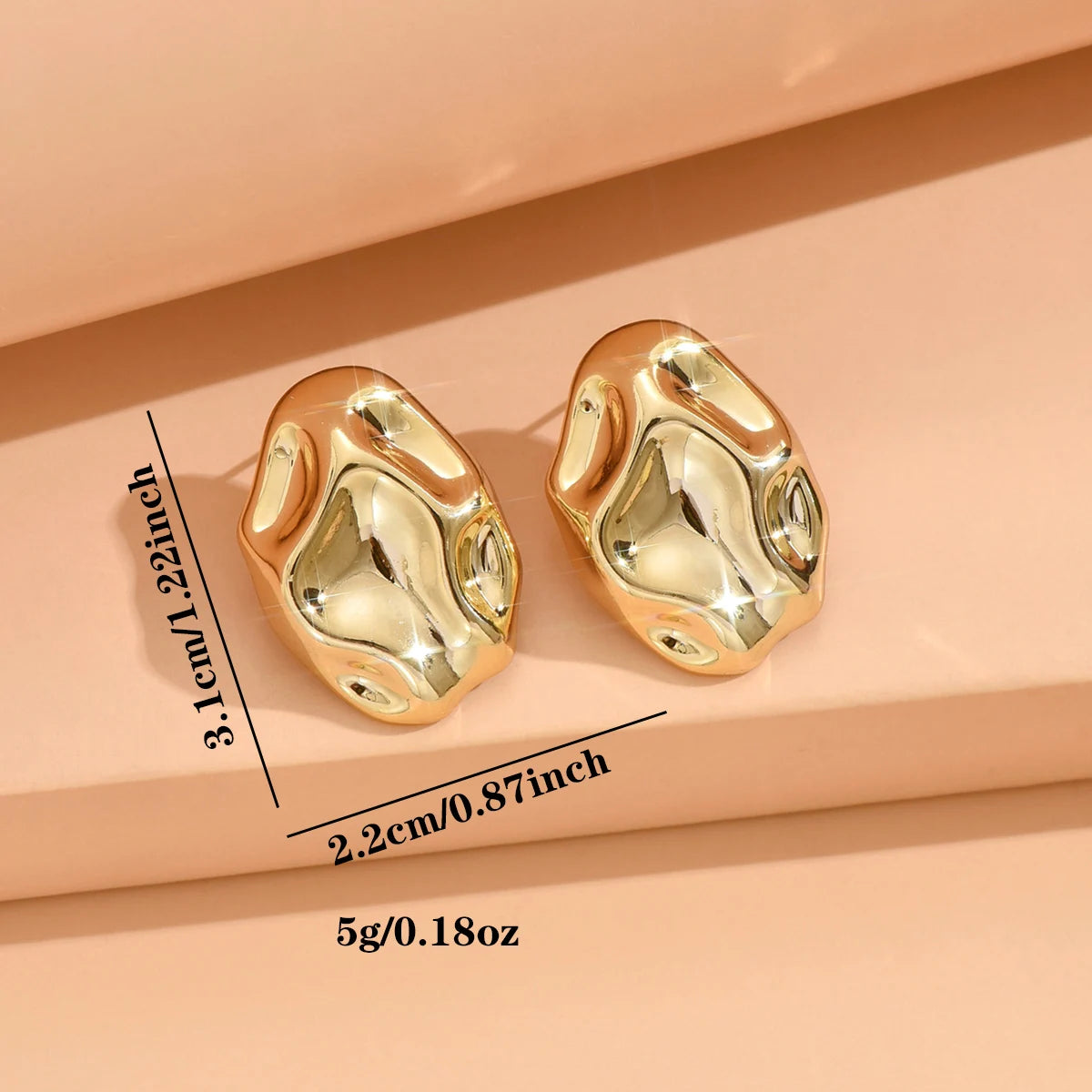 Gold Geometric Flower Stud Earrings for Women