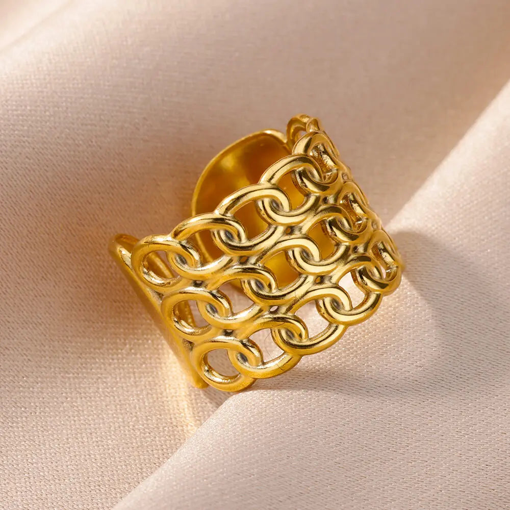Luxury Gold Stainless Steel Ring for Women
