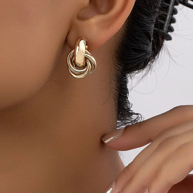Geometric Knot Hoop Earrings