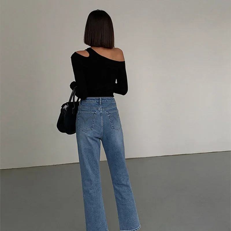 Chic Skew Collar Long Sleeve Tee