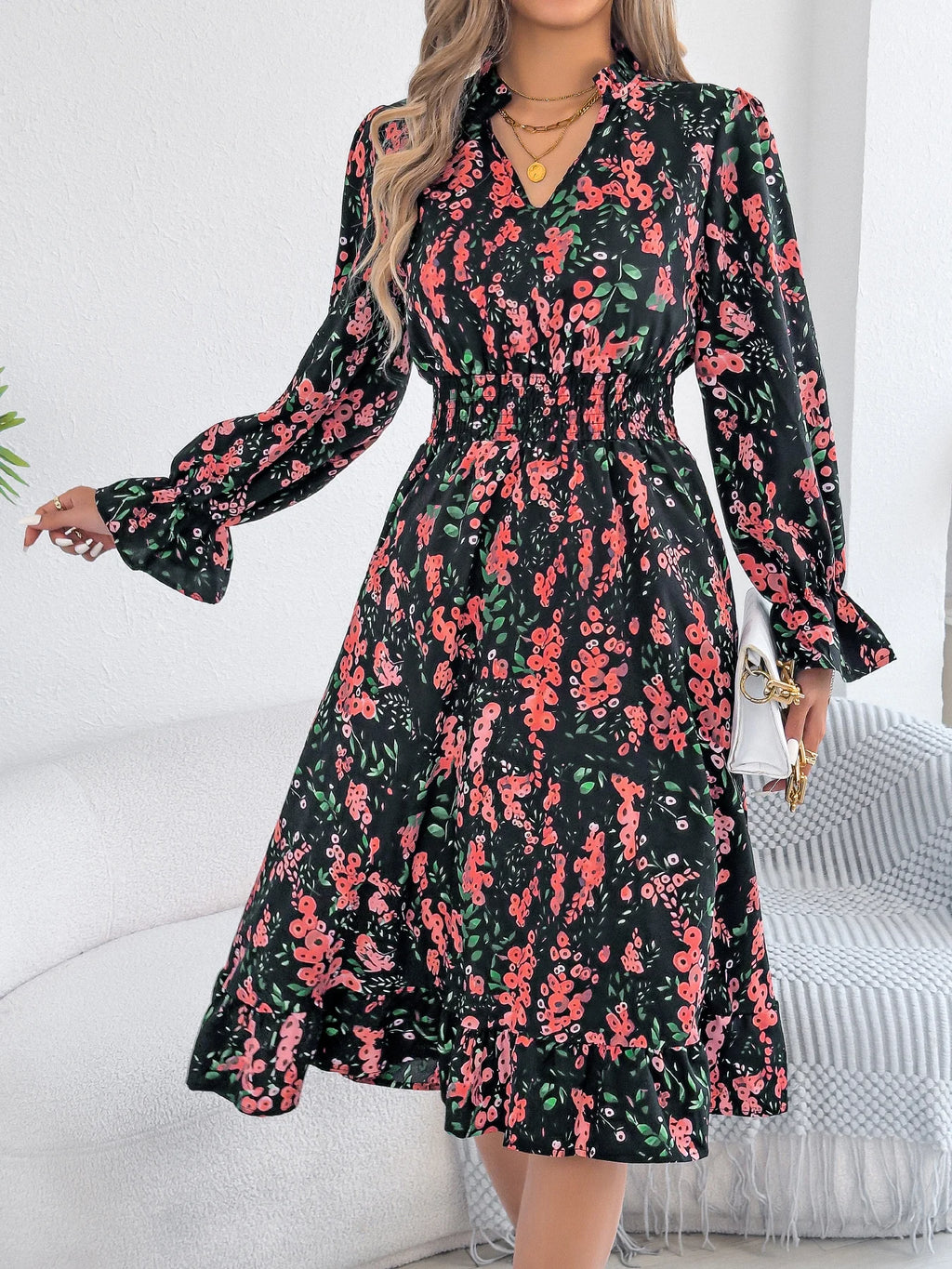 Romantic Ruffled Floral Dress