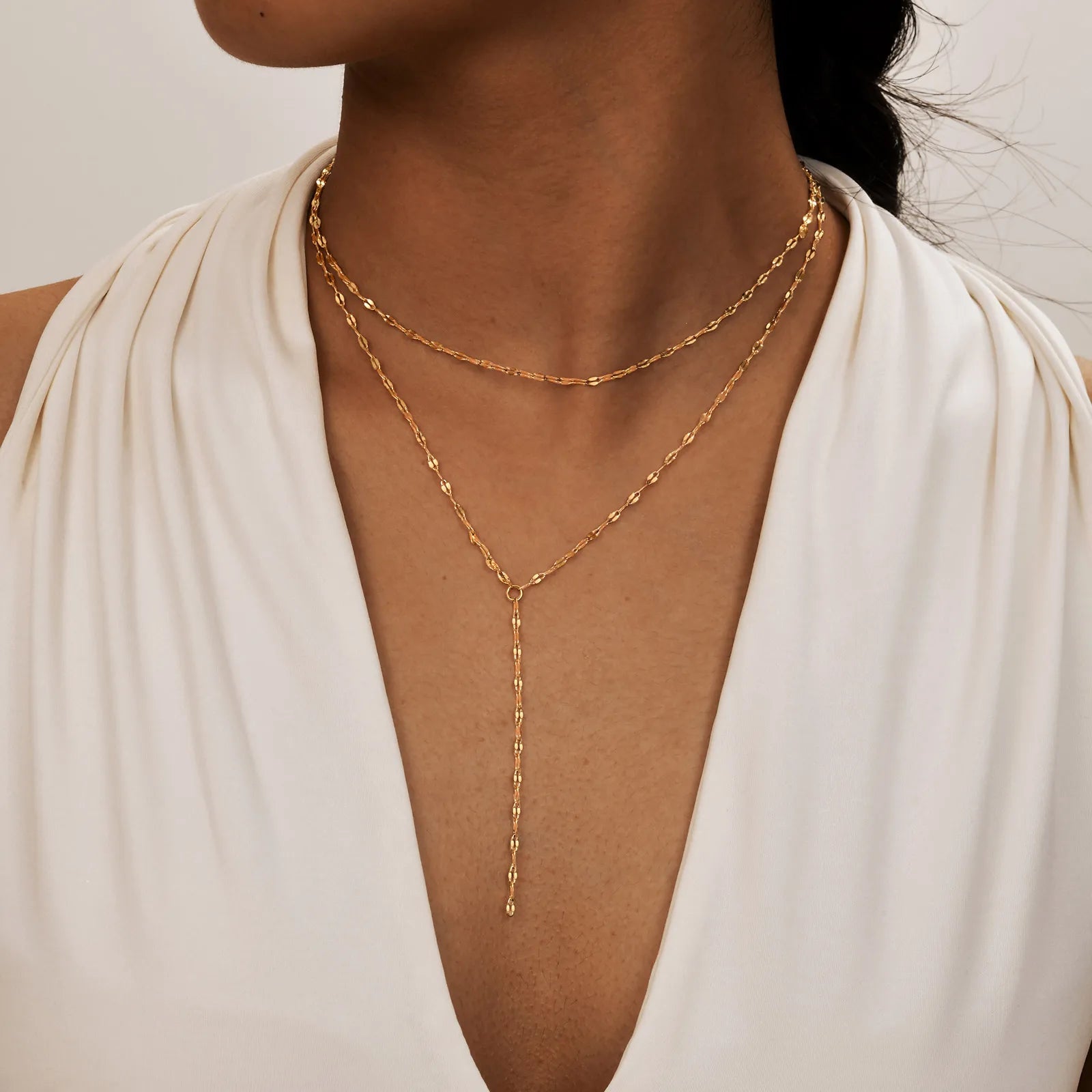 Double Layer Gold Fringe Chain Necklace for Women