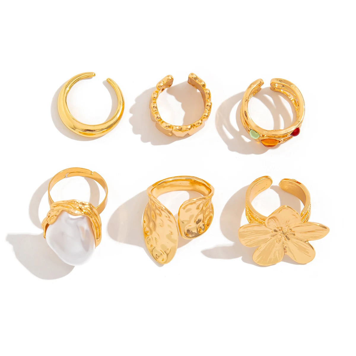 Punk Crystal Ring Set
