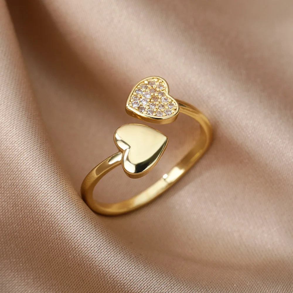 18K Gold Plated Heart Zircon Ring