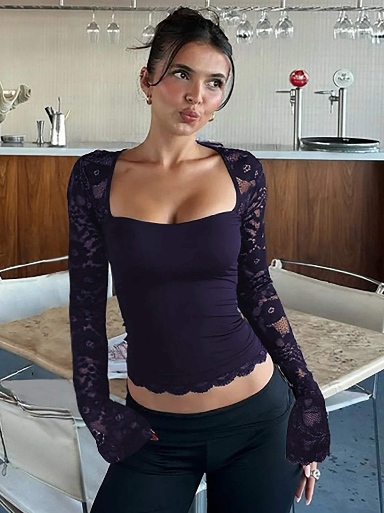 Glam Floral Lace Crop Shirt