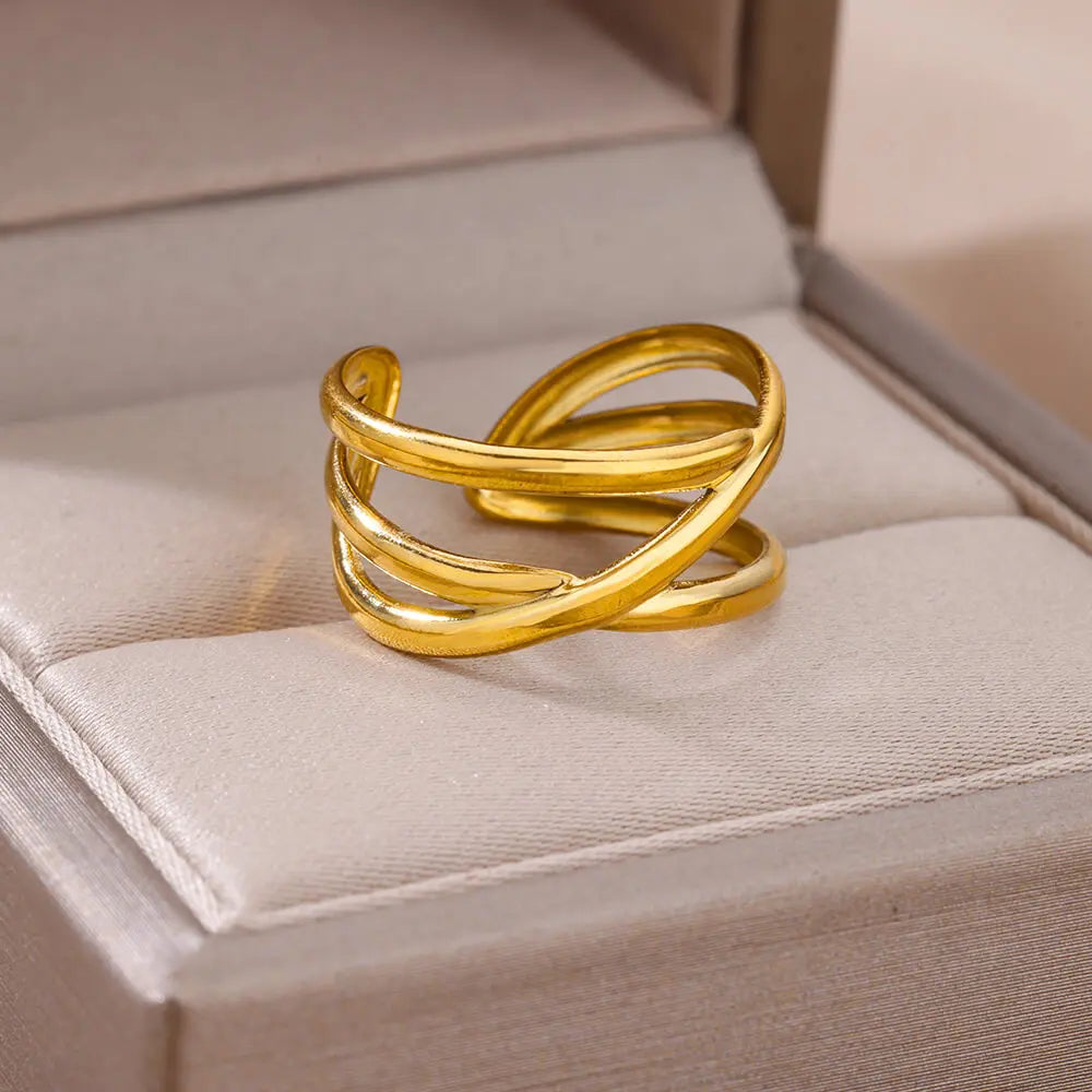 Luxury Gold Stainless Steel Ring for Women