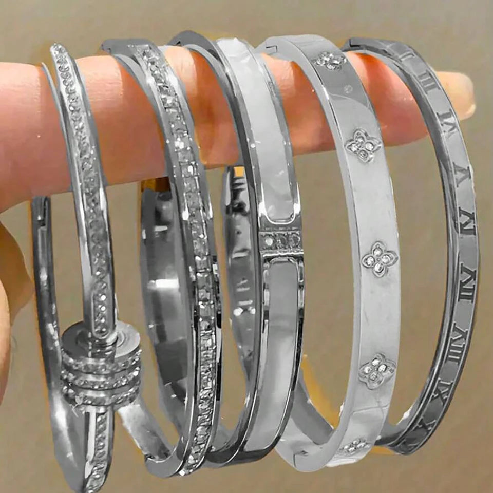 Sparkling Zirconia Stackable Bracelet Set