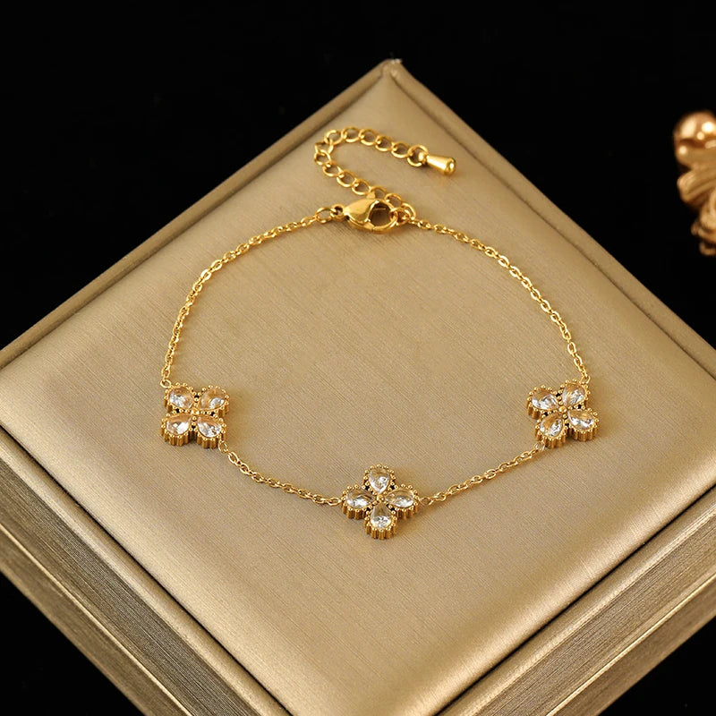 Floral Stainless Steel Jewelry Set