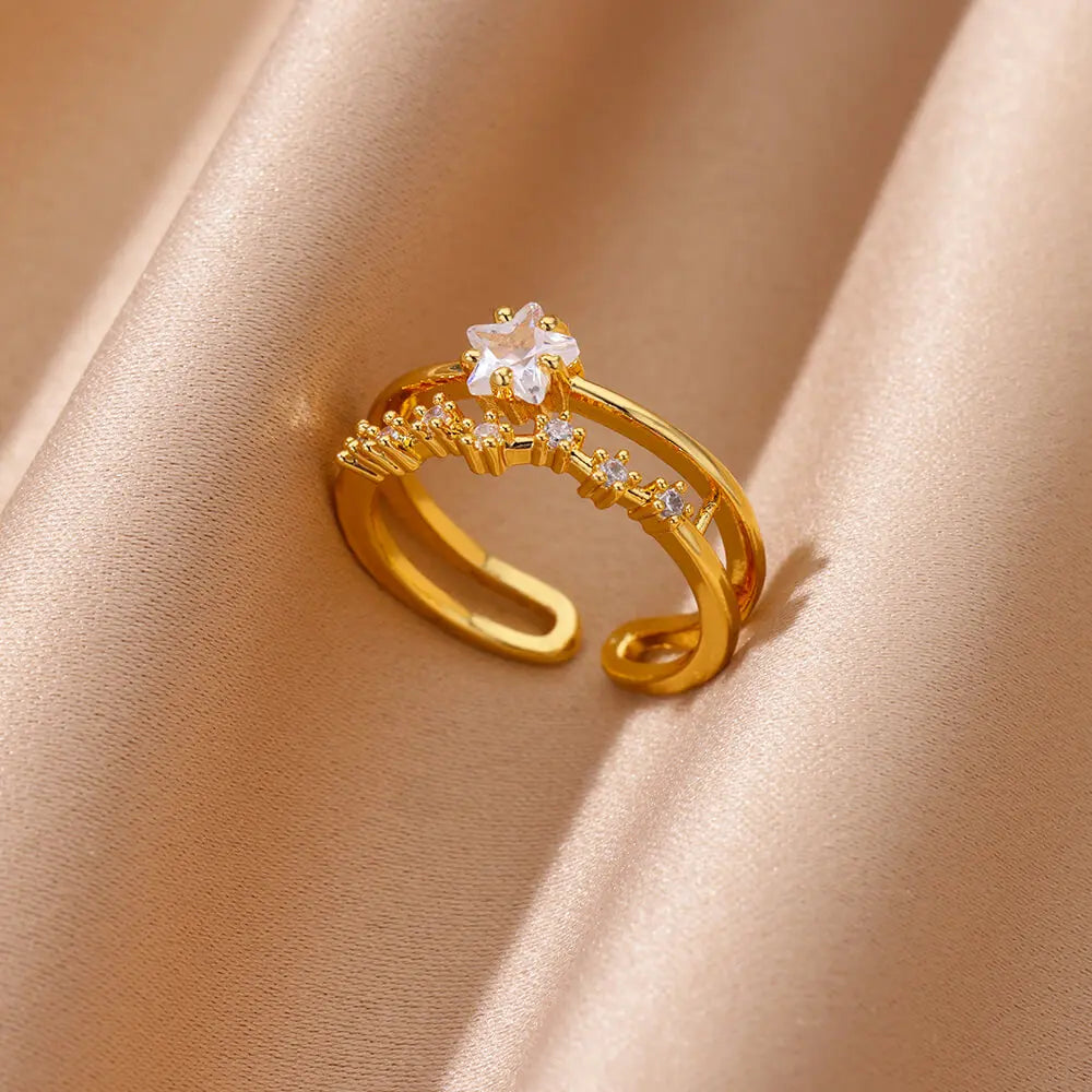 18K Gold Plated Heart Zircon Ring