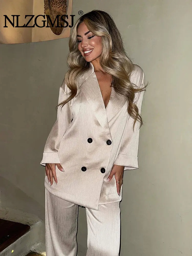 Modern Lady Wide-Leg Suit Set