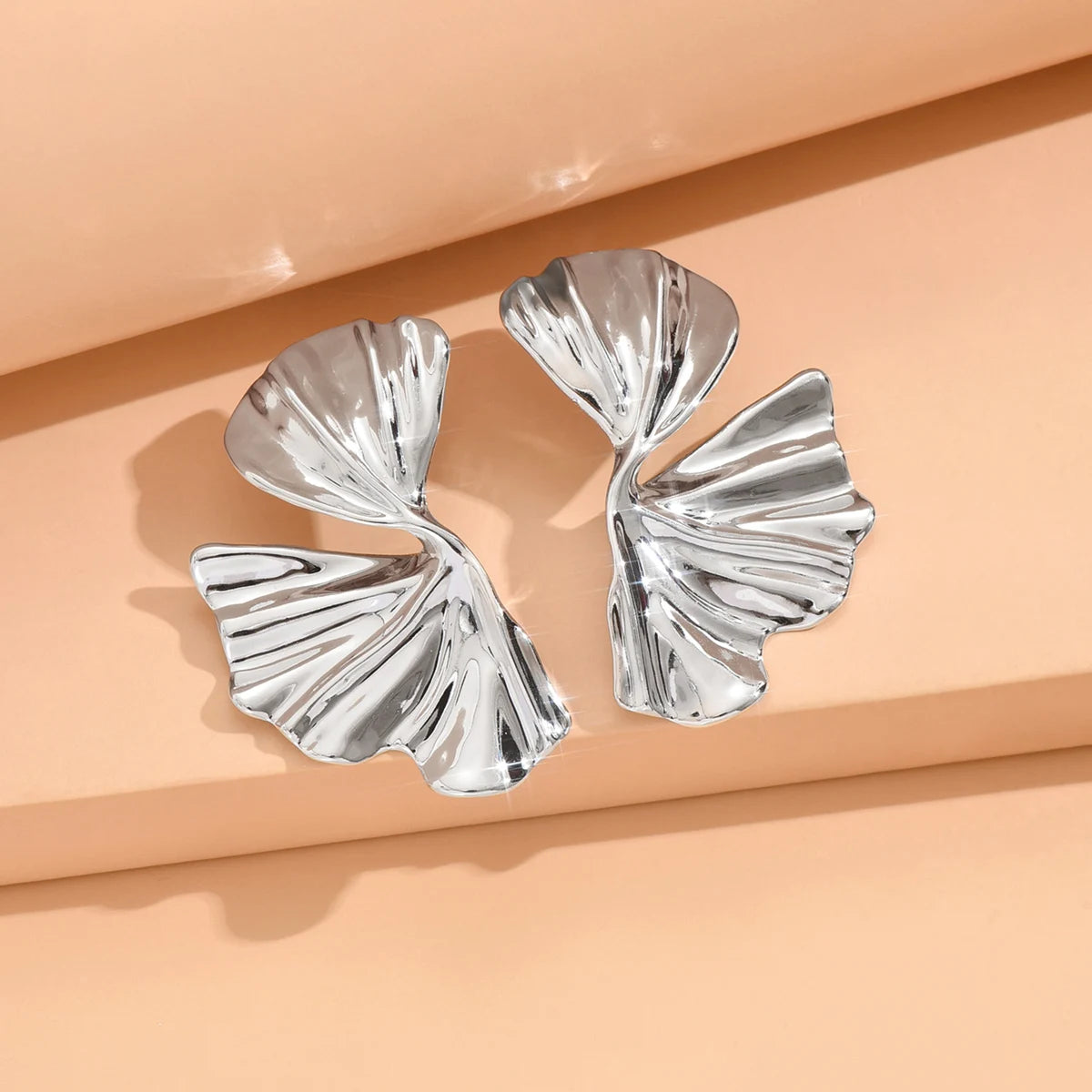 Gold Geometric Flower Stud Earrings for Women