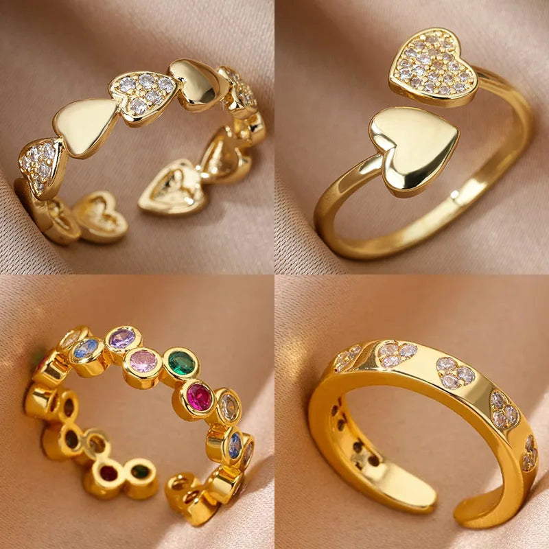 18K Gold Plated Heart Zircon Ring