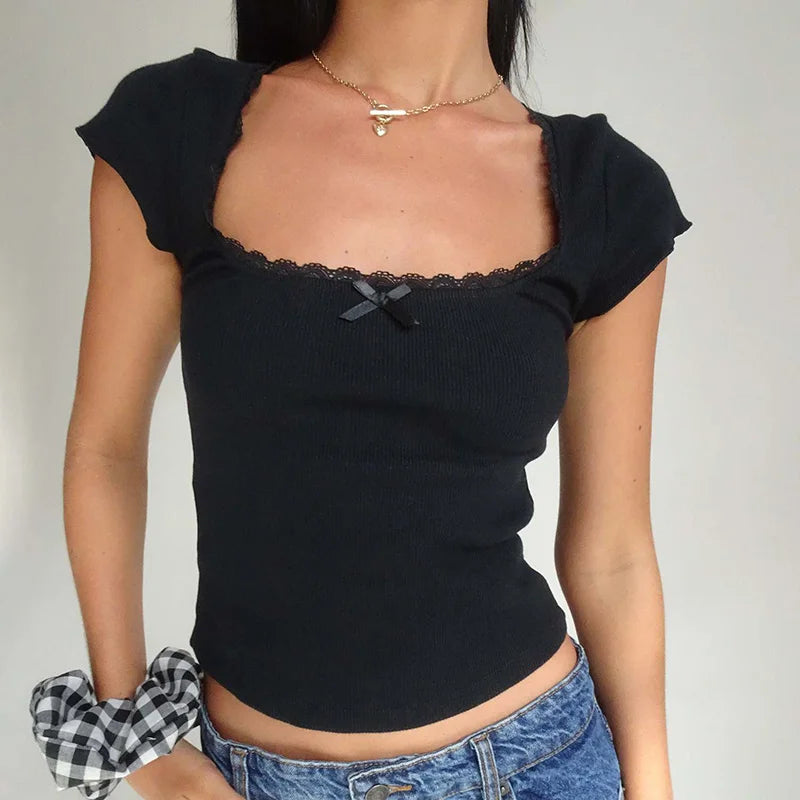 Romantic Milkmaid Summer Crop Tee