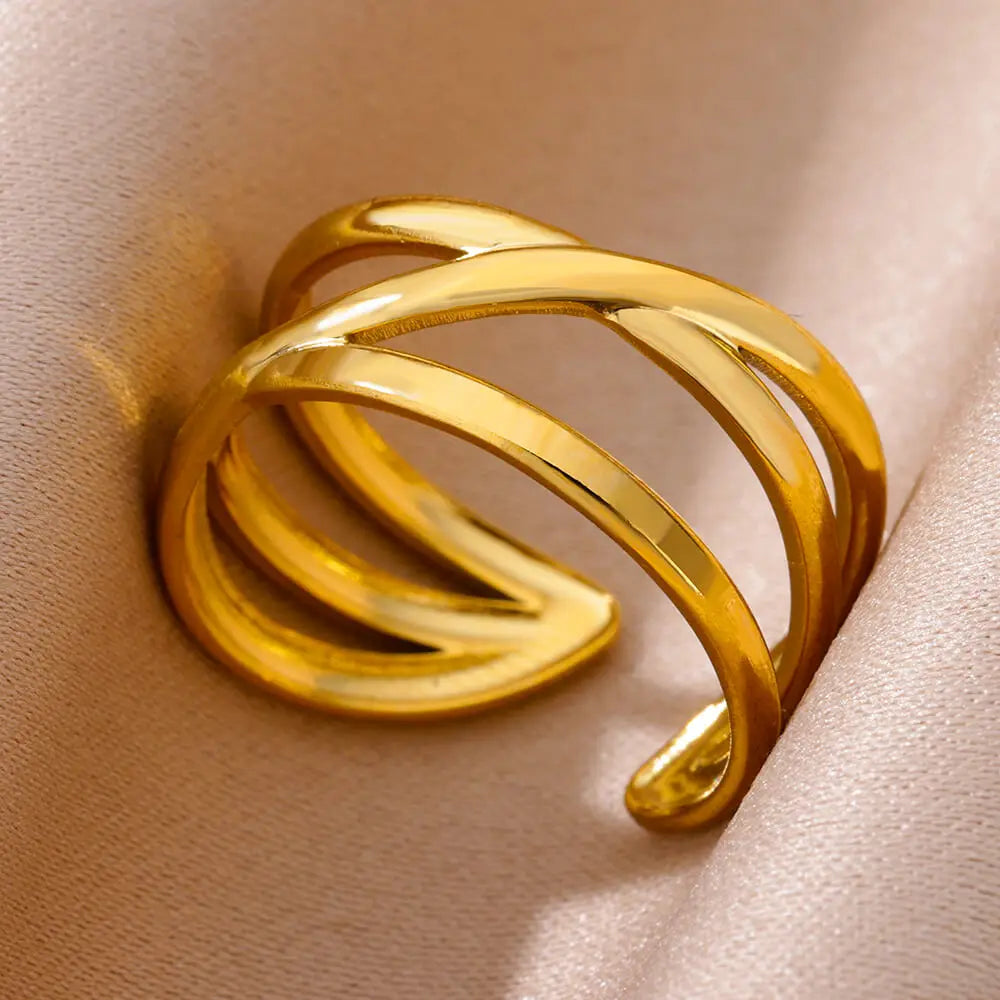 Luxury Gold Stainless Steel Ring for Women