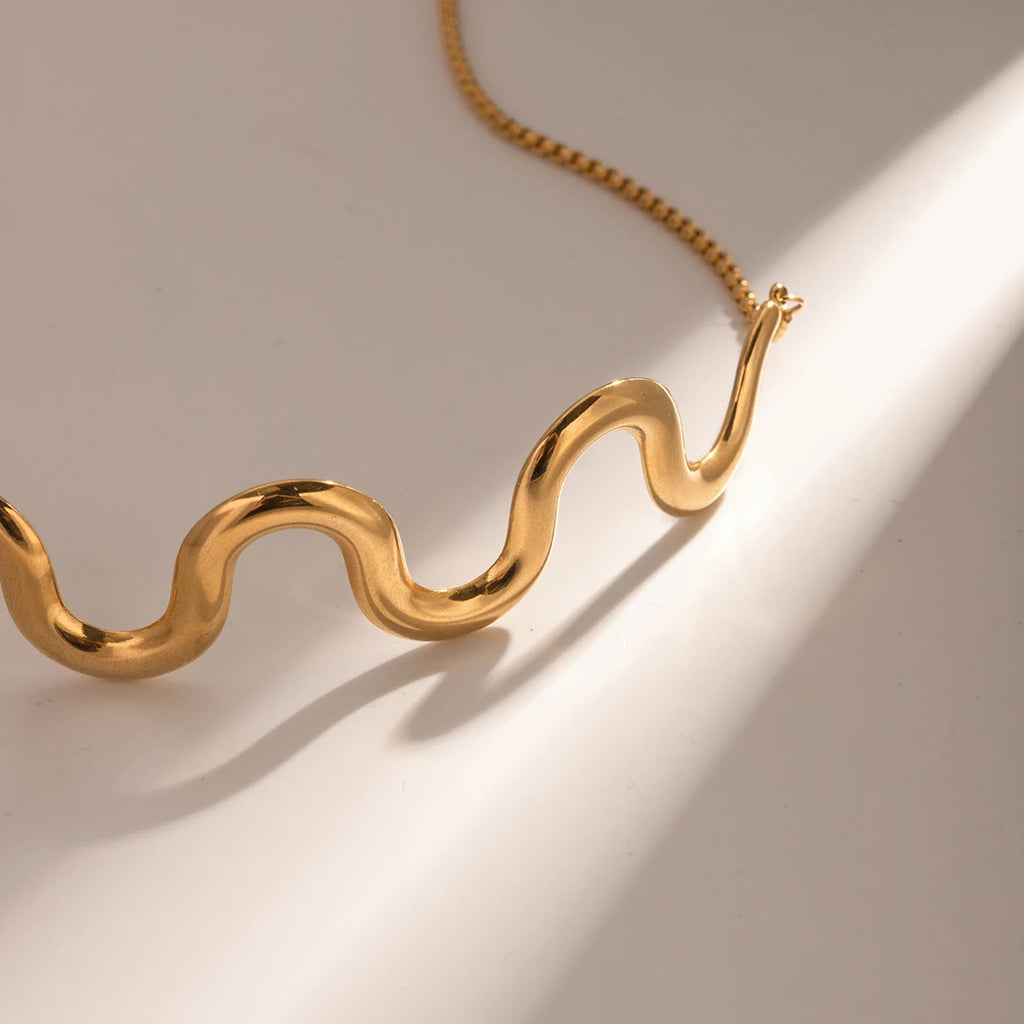 18K PVD Gold Stainless Steel Geometric Pendant Necklace