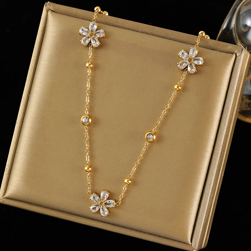 Floral Stainless Steel Jewelry Set