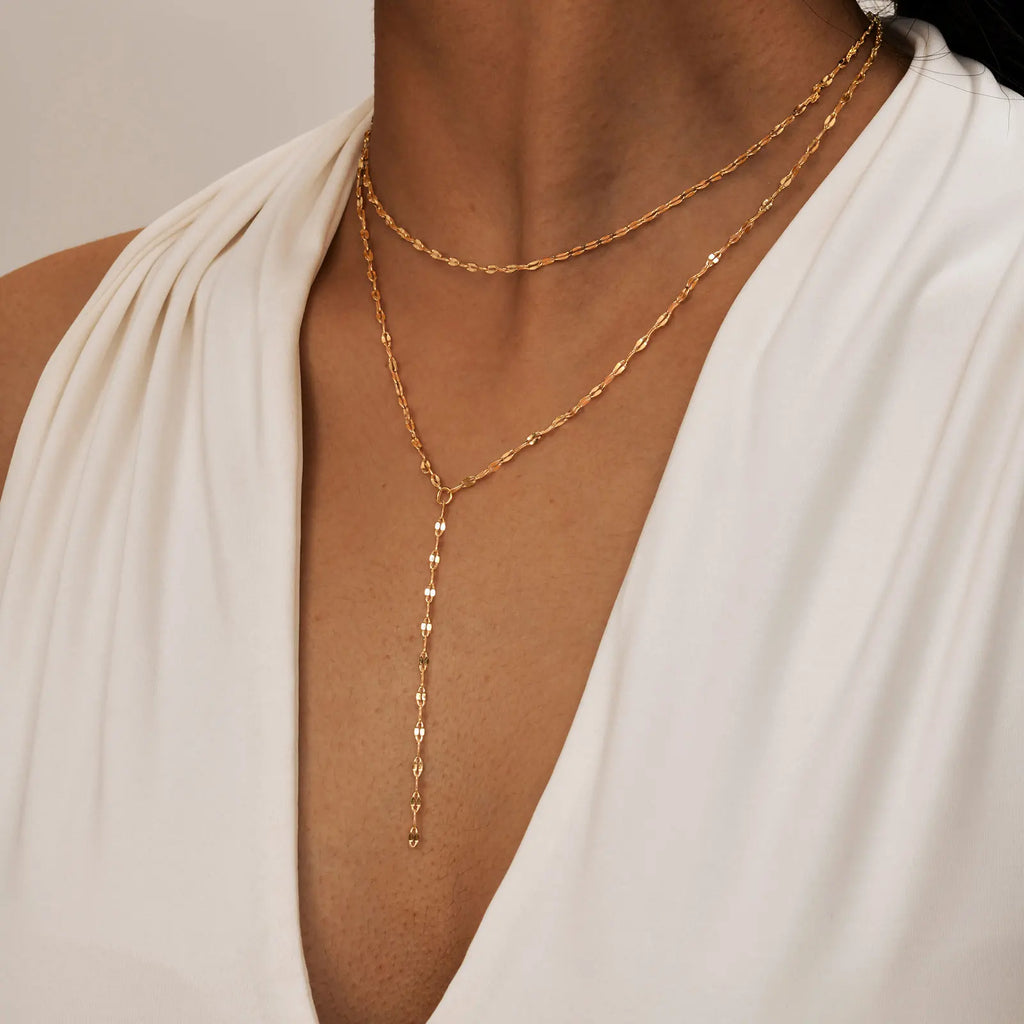 Double Layer Gold Fringe Chain Necklace for Women