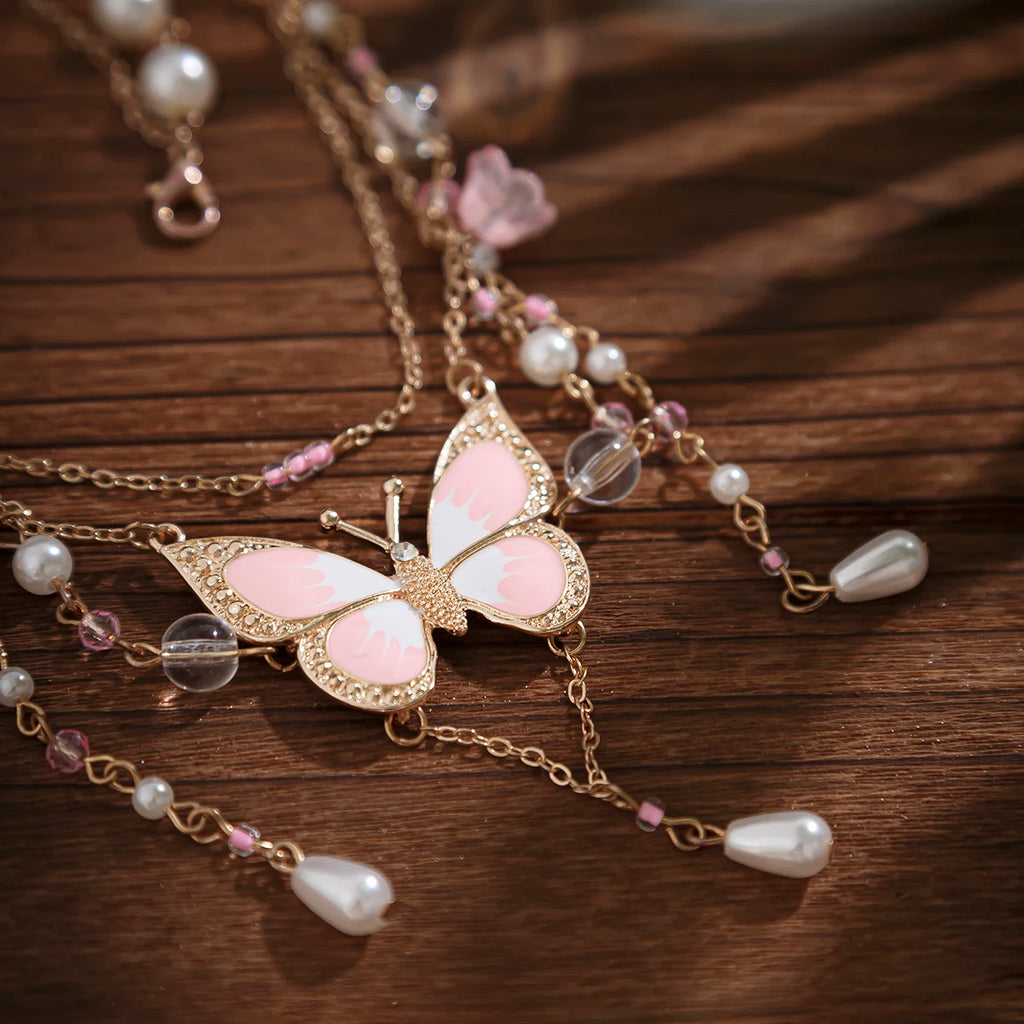 Graceful Pearl Butterfly Fashion Necklace