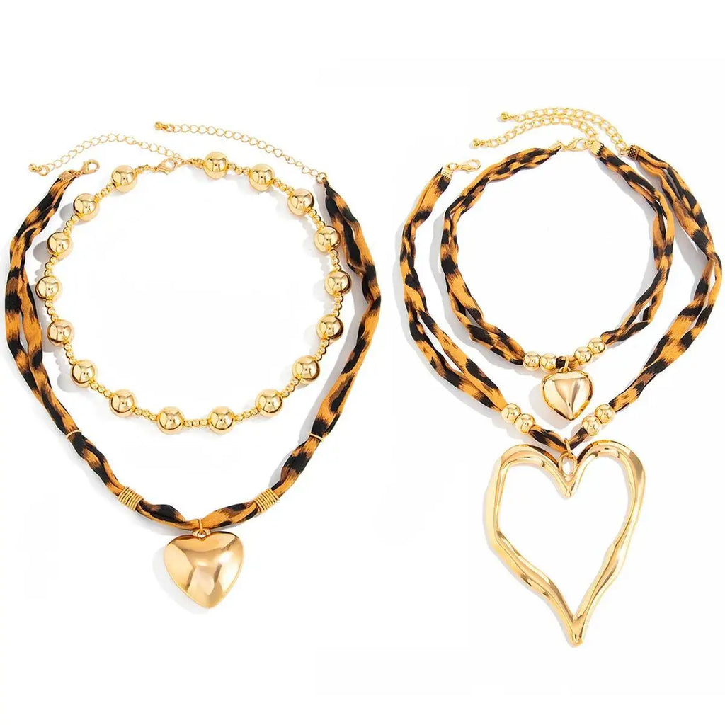 Leopard Print Heart Pendant Necklace