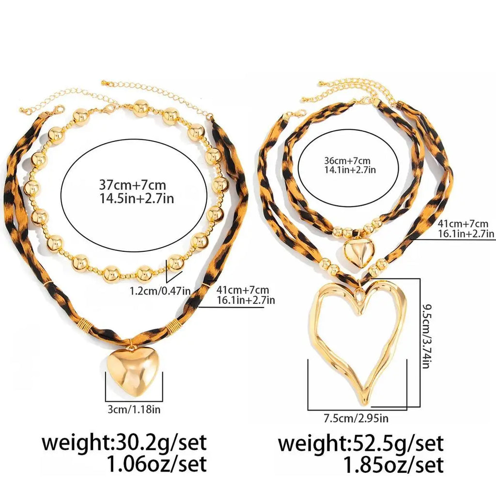 Leopard Print Heart Pendant Necklace