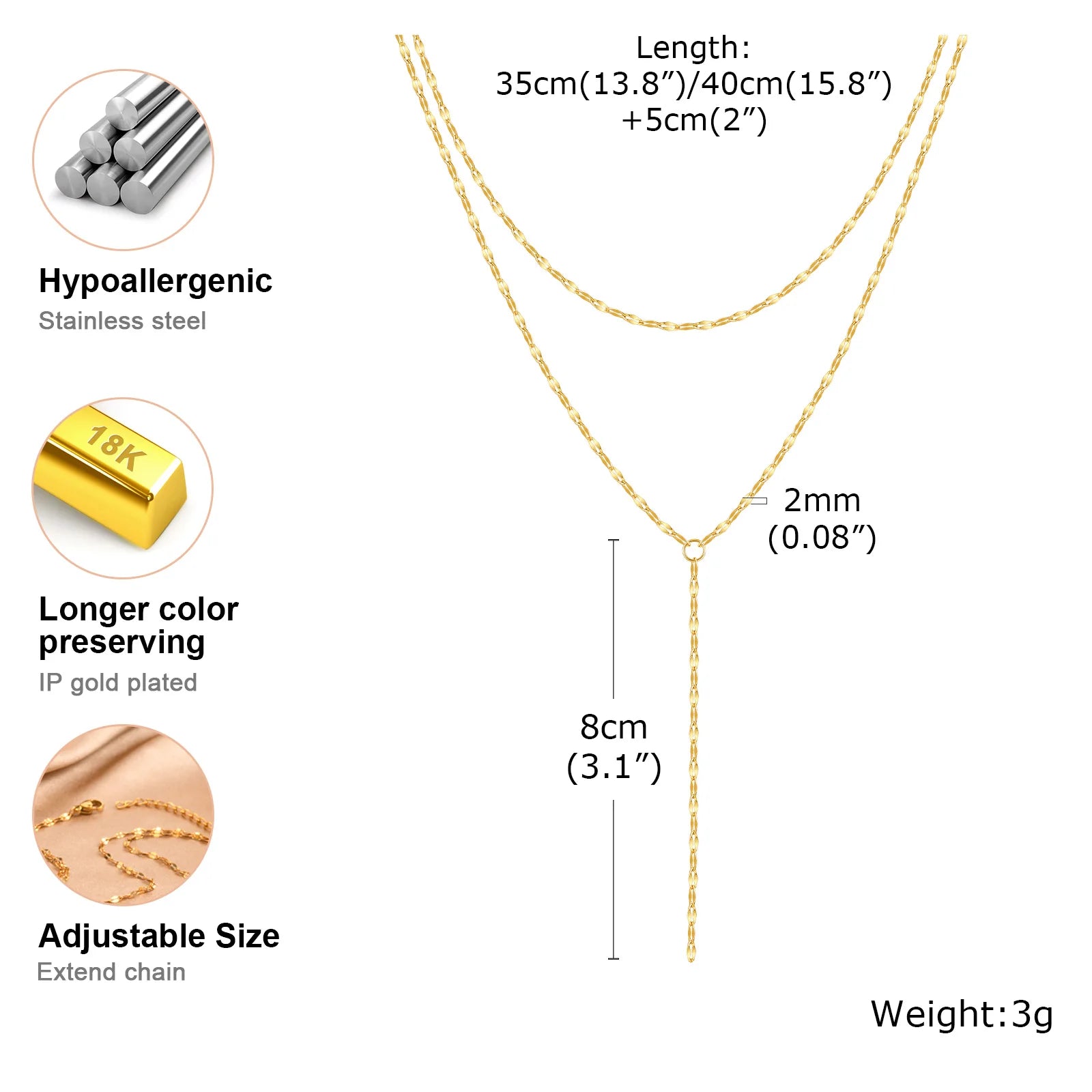 Double Layer Gold Fringe Chain Necklace for Women