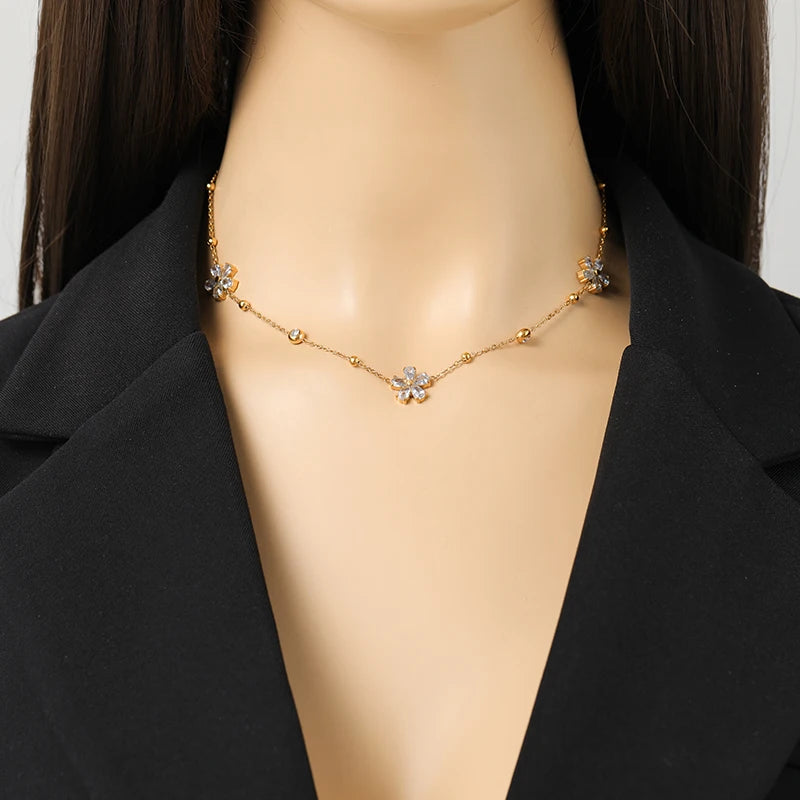 Floral Stainless Steel Jewelry Set