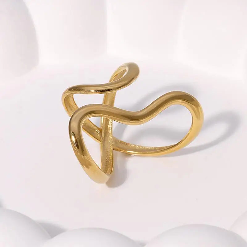 18K Gold Plated Geometric Stainless Steel Ring